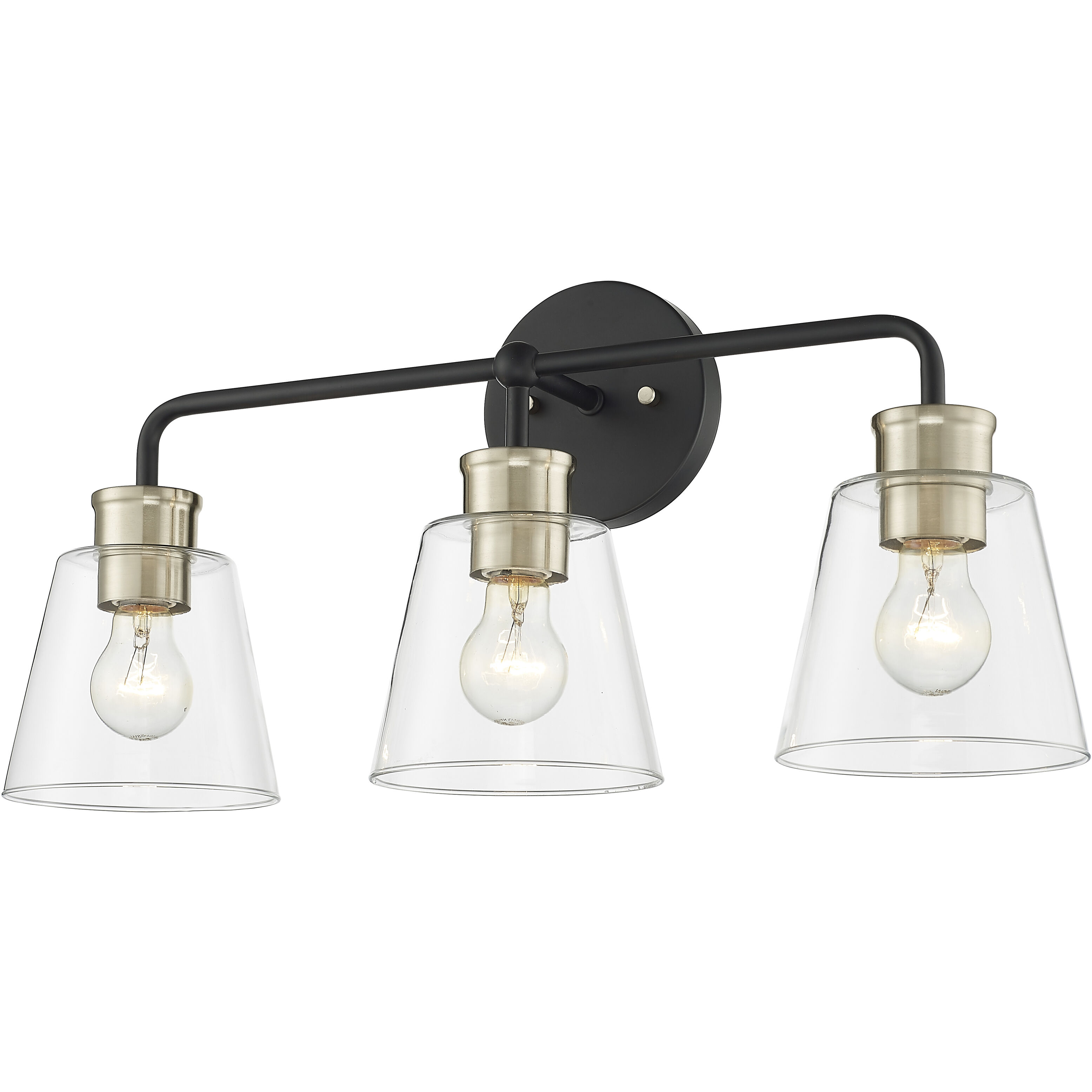 Cameron 3 Light 23 inch Matte Black/Modern Gold Bathroom Vanity Light Wall Light